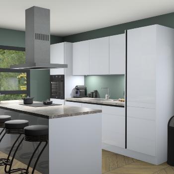 Greeploze sneeuwwitte hoogglans keuken Lima 25065, Huis en Inrichting, Keuken | Complete keukens, Verzenden
