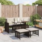vidaXL 4-delige Loungeset met kussens poly rattan bruin, Verzenden, Nieuw, Rotan, Loungeset