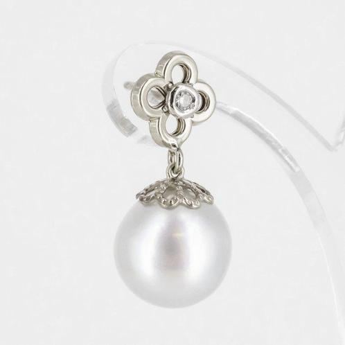 Oorbellen - 18 karaat Witgoud Diamant (Natuurlijk) - Parel, Sieraden, Tassen en Uiterlijk, Oorbellen