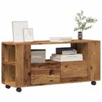 vidaXL Tv-meubel met wielen 102x34,5x43 cm bewerkt hout oud, Verzenden, Nieuw, Overige houtsoorten