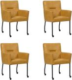 Set van 4 Cognac leren moderne eetkamerstoelen - Granada lee, Huis en Inrichting, Stoelen, Overige kleuren, Nieuw, Leer, Ophalen of Verzenden