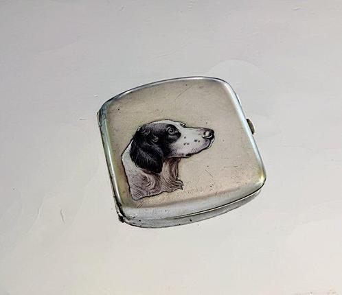 Dog Enameled - Doos - .800 zilver, Antiek en Kunst, Antiek | Goud en Zilver