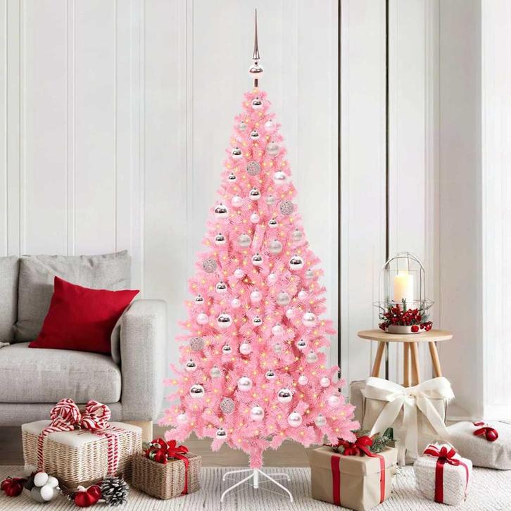 vidaXL Kerstboom met 300 LED met standaard Roze 180 cm PVC, Diversen, Kerst, Nieuw, Verzenden