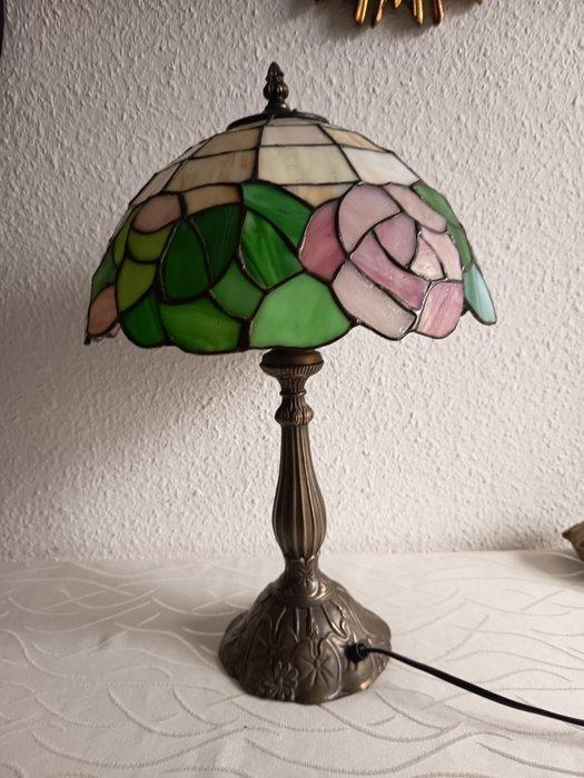 Tiffany Stil - Lampe mit Rosenmuster - Tafellamp - Brons,, Antiek en Kunst, Curiosa en Brocante