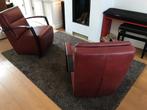 leren fauteuils met stalen frame - rood leer - Echt leer, I, Huis en Inrichting, Fauteuils, Nieuw, Ophalen of Verzenden, Industrieel
