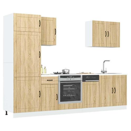 vidaXL 7-delige Keukenkastenset Lucca bewerkt hout sonoma, Huis en Inrichting, Keuken | Keukenelementen, Bruin, Nieuw, Verzenden