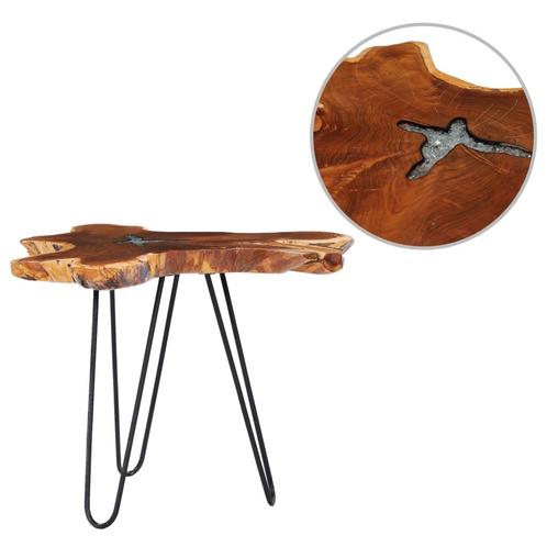vidaXL Salontafel 70x45 cm massief teakhout en polyresin, Huis en Inrichting, Tafels | Salontafels, 50 tot 100 cm, Nieuw, Overige houtsoorten