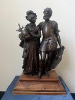 Beeldje - Ridder en zijn dame - Zinklegering, Hout