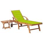 vidaXL Ligbed met tafel en kussen massief teakhout, Verzenden, Nieuw