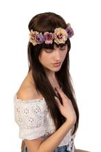 Bloemenkrans Haar Vintage Lila Beige Paars Bohemian Haarband, Kleding | Dames, Ophalen of Verzenden, Nieuw, Carnaval, Accessoires