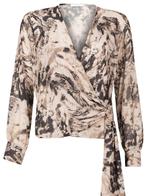 Blouse Overslag Beige, damestop met lange mouwen, Kleding | Dames, Tops, Verzenden, Nieuw