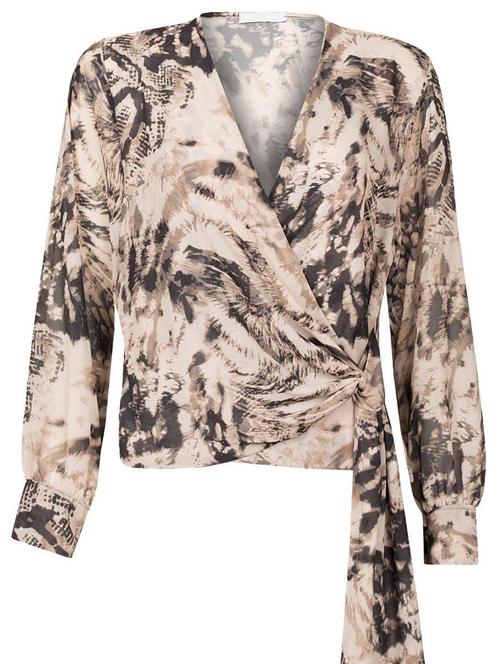 Blouse Overslag Beige, damestop met lange mouwen, Kleding | Dames, Tops, Verzenden