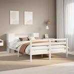 vidaXL Bed met boekenkast zonder matras grenenhout wit, Huis en Inrichting, Slaapkamer | Bedden, Verzenden, Wit, Nieuw, Twijfelaar