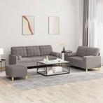 vidaXL 3-delige Loungeset met kussens stof taupe, Huis en Inrichting, Banken | Bankstellen, Verzenden, 150 tot 200 cm, Nieuw, Stof