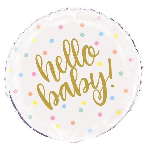 Folieballon Hello Baby Stipppen - 45cm, Hobby en Vrije tijd, Feestartikelen, Nieuw, Ophalen of Verzenden