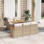 vidaXL 6-delige Loungeset met kussens poly rattan acacia, Verzenden, Nieuw, Rotan, Loungeset