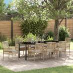 vidaXL 9-delige tuinset met kussens in beige poly rattan, Tuin en Terras, Tuinsets en Loungesets, Verzenden, Nieuw, Rotan, Tuinset