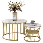 Merax Moderne Nesting Salontafel Set van 2 - Salontafels, Huis en Inrichting, Tafels | Salontafels, 50 tot 100 cm, Verzenden, Rond