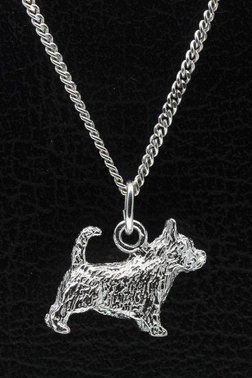 Zilveren Norwich terrier met staart ketting hanger - groot, Sieraden, Tassen en Uiterlijk, Kettinghangers, Verzenden