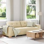 vidaXL 3-Zits Bank met kussen Crème Stof, Huis en Inrichting, Verzenden, Minder dan 150 cm, Stof, Driepersoons