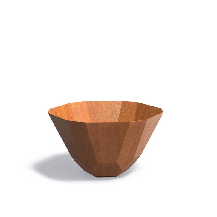 Cortenstaal bloempot Facet Ø100x60cm - Met bodem, Tuin en Terras, Bloembakken en Plantenbakken, 60 cm of meer, 100 cm of meer