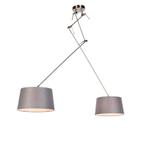 Hanglamp zwart met linnen kappen donkergrijs 35 cm 2-lichts, Huis en Inrichting, Lampen | Hanglampen, Nieuw, Overige stijlen