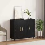 vidaXL Dressoir Zwart 90 x 34 x 80 cm Bewerkt hout, Huis en Inrichting, Kasten | Dressoirs, Verzenden, Nieuw, Minder dan 50 cm