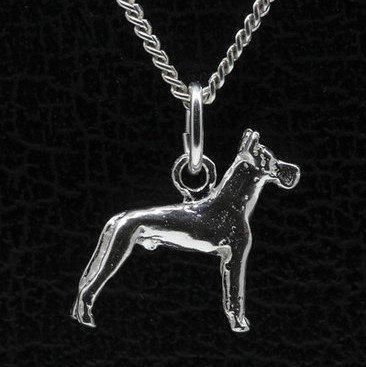 Zilveren Duitse dog oren gecoupeerd ketting hanger - klein, Sieraden, Tassen en Uiterlijk, Kettinghangers, Verzenden