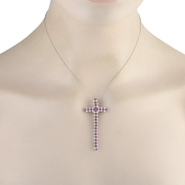 Ketting met hanger - 18 karaat Witgoud, 18K witgouden kruis, Sieraden, Tassen en Uiterlijk, Antieke sieraden
