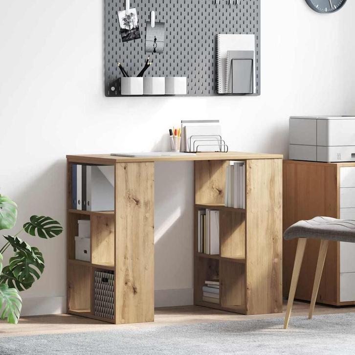 vidaXL Bureau met plank Artisan Eiken 90 x 50 x 75 cm, Huis en Inrichting, Bureaus, Nieuw, Verzenden