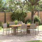 vidaXL Tuin Eetset 7 pcs Grijs 190 x 80 x 75 cm poly rattan, Verzenden, Nieuw, Rotan