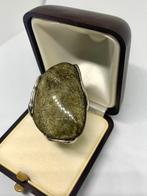 Zilver - Ring - In obsidiaan steen