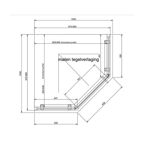 Aanbieding: Douchecabine Van Rijn ST05 Vijfhoek 100x200 cm 8, Doe-het-zelf en Verbouw, Sanitair, Ophalen of Verzenden