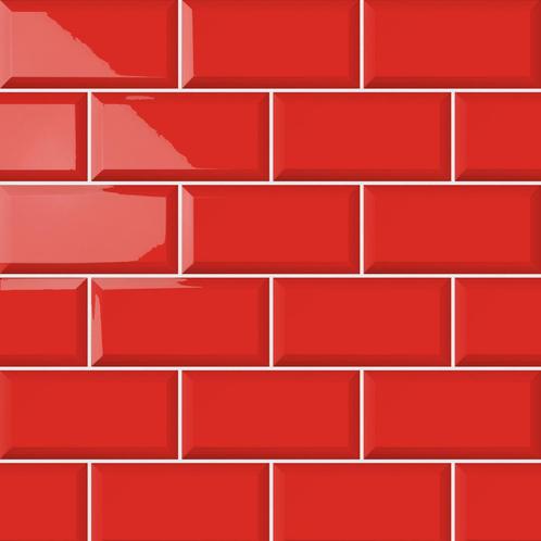 Wandtegel metrotegel 10x20 ferrari rood glans wandtegel, Doe-het-zelf en Verbouw, Tegels, Wandtegels, Nieuw, 10 m² of meer, Keramiek