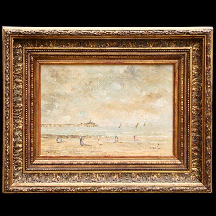 Pierre Stefani (1938) - Blankenberghe à Marée Basse, Antiek en Kunst, Kunst | Schilderijen | Klassiek