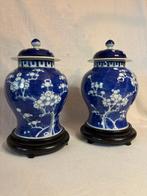 Blauwe en witte porseleinen vazen, gemberpot. - Porselein -