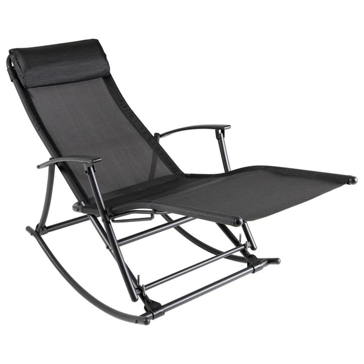 vidaXL Tuinschommelstoel staal en textileen zwart, Tuin en Terras, Tuinstoelen, Nieuw, Verzenden