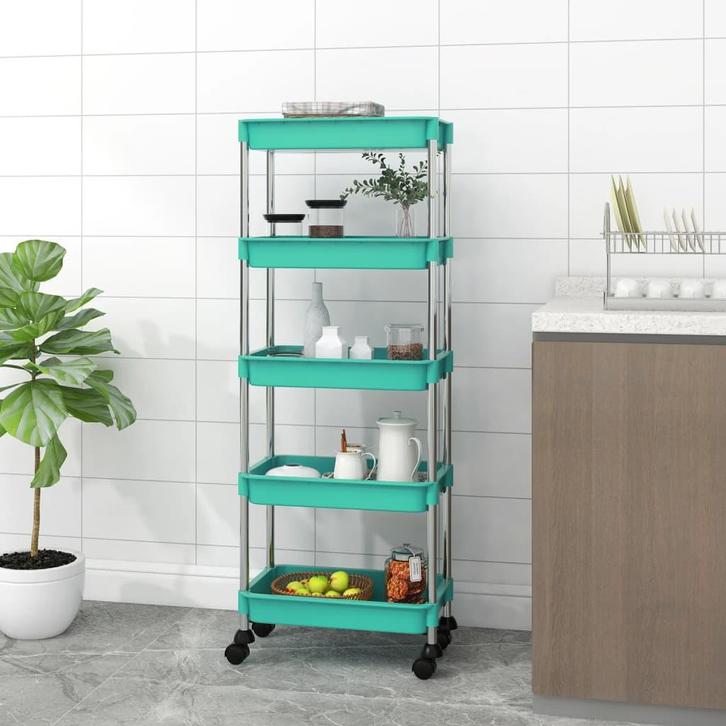 vidaXL Keukentrolley 5-laags 42x29x128 cm ijzer en ABS, Huis en Inrichting, Keuken | Keukenbenodigdheden, Nieuw, Verzenden