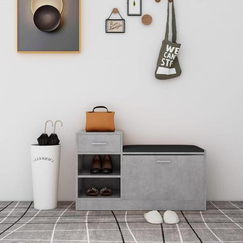 vidaXL Schoenenbank 94,5x31x57 cm bewerkt hout betongrijs, Huis en Inrichting, Kasten | Schoenenrekken, Nieuw, Verzenden