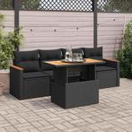 vidaXL 5-delige Loungeset met kussens poly rattan acacia, Tuin en Terras, Tuinsets en Loungesets, Verzenden, Nieuw, Rotan, Loungeset