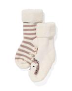 HEMA Baby sokken met badstof - 2 paar beige, Nieuw, Verzenden
