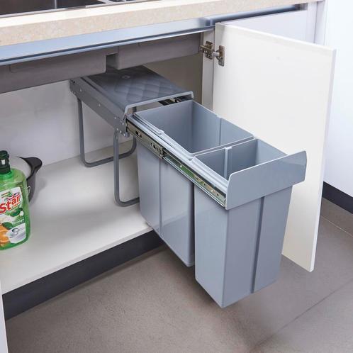 [en.casa] Inbouw prullenbak Froland 1x20 L en 1x10 L grijs, Huis en Inrichting, Woonaccessoires | Prullenbakken, Nieuw, Verzenden