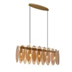 Art Deco hanglamp goud met amber glas ovaal 5-lichts -, Verzenden, Nieuw, Glas, Art Deco