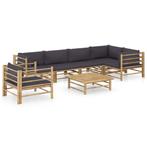 vidaXL 7-delige Loungeset met donkergrijze kussens bamboe, Verzenden, Nieuw, Hout, Loungeset