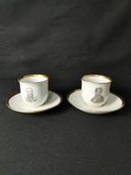 Meissen - Tazze da caffè con piattini con ritratto - XIX