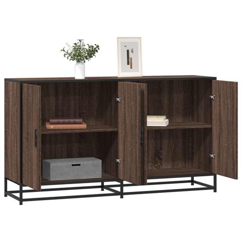 vidaXL Dressoir 134x35x76 cm bewerkt hout bruin eikenkleurig, Huis en Inrichting, Kasten | Dressoirs, 25 tot 50 cm, Nieuw, Minder dan 50 cm