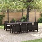 vidaXL Tuin Eetset 9 pcs Bruin Polypropyleen, Tuin en Terras, Verzenden, Nieuw