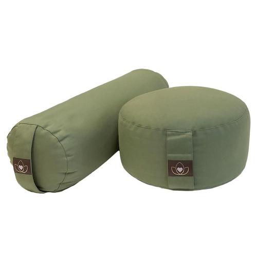 Pakket bolster en meditatiekussen - olijfgroen, Sport en Fitness, Overige Sport en Fitness, Nieuw, Verzenden