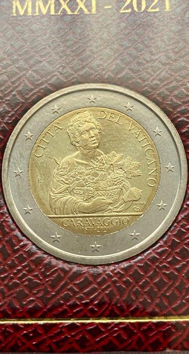 Vaticaan. 2 Euro 2021 Caravaggio + Dante (2 coins), Postzegels en Munten, Munten | Europa | Euromunten