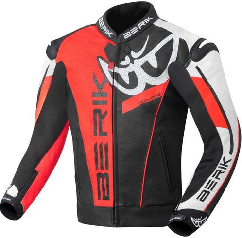 Berik VisionGP Zwart Neon Rood Leren Motorjas, Motoren, Kleding | Motorkleding, Heren, Nieuw met kaartje, Jas | leer, Verzenden